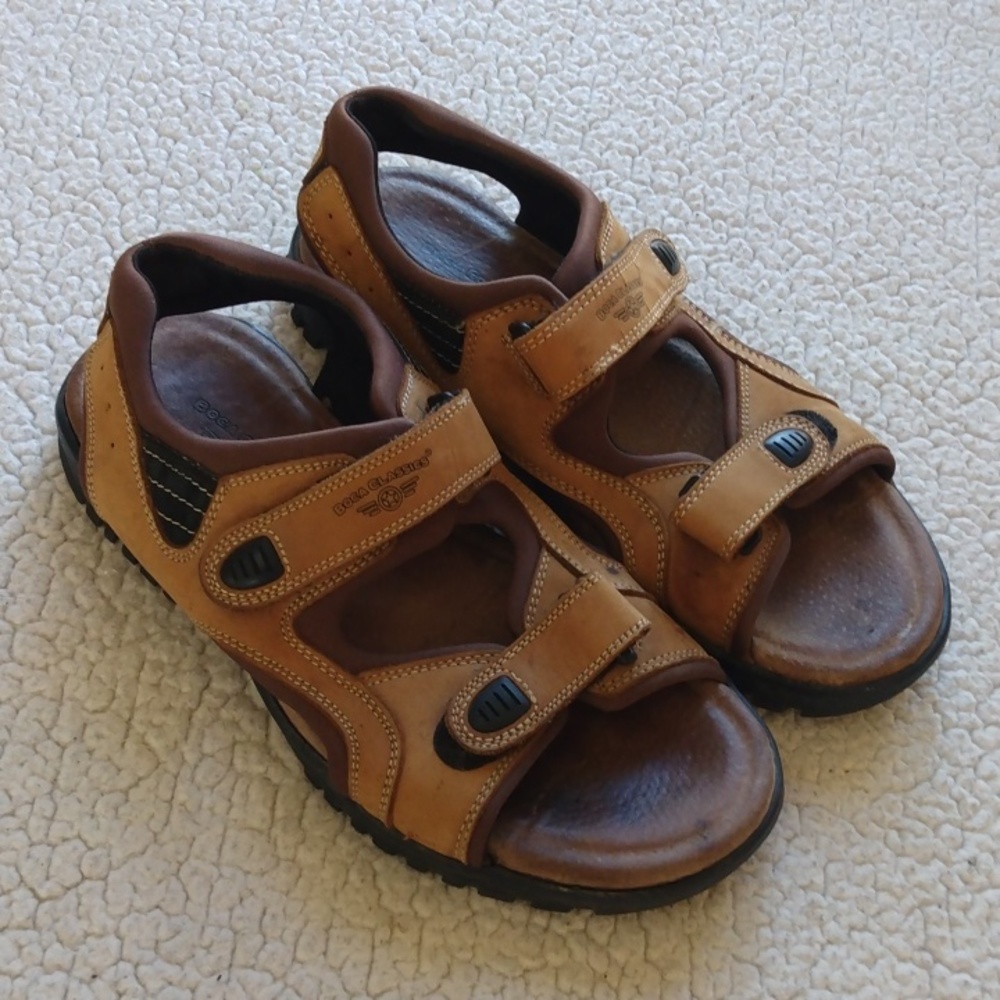 Boca Classics Men’s Tan/Brown Nubuck Leather Strap Sandals  10.5 M